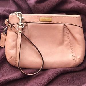 Coach Large Pleated Pale Pink Wristlet/Clutch Bag